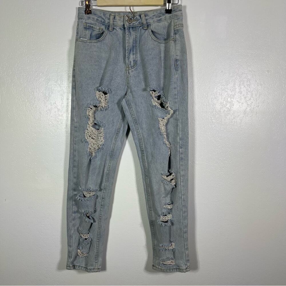 Shein, Light Wash High Waist Distressed Jeans. Size 4. Excellent condition!